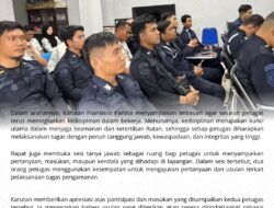 TEKANKAN KEDISIPLINAN KERJA,RUTAN TANJUNG PURA GELAR RAPAT DINAS PENGAMANAN BERSAMA SELURUH STAF KPR DAN REGU PENGAMANAN.
